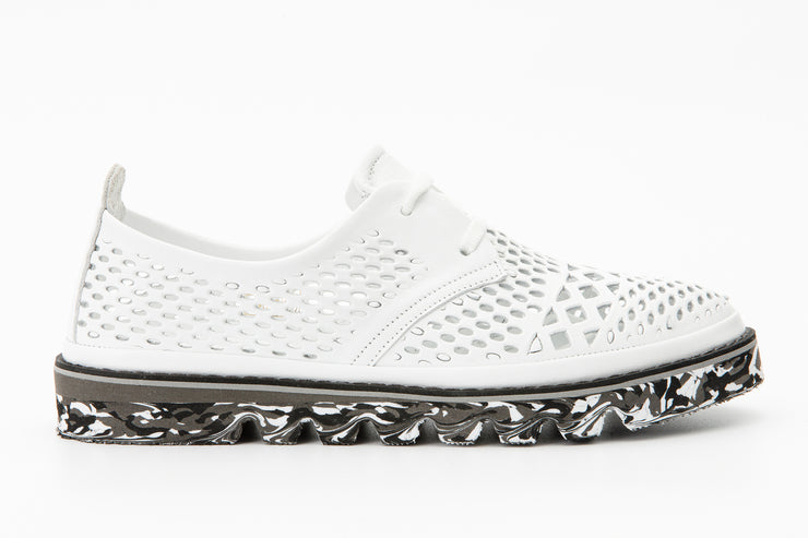 The Tirnova White Leather Flat Show Final Sale!