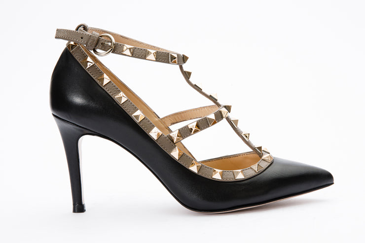 The Lulka Black Spike Leather Pump