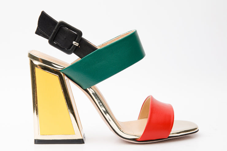 The Niger Block Heel Multicolor Leather Sandal