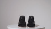 The Butterfly Block Heel Black Patent Leather Sandal