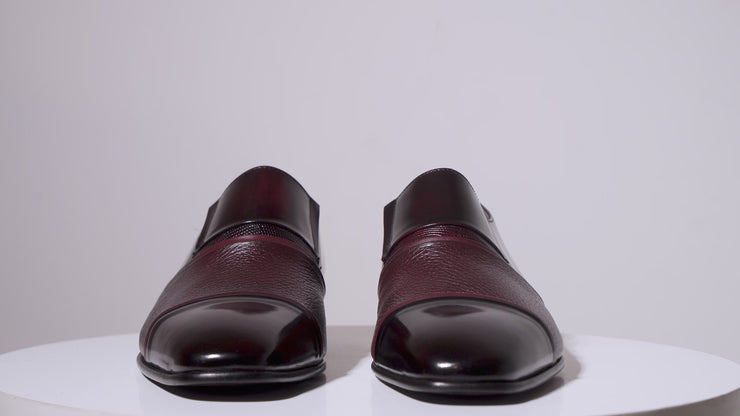 The Everest Burgundy & Burneshed Leather Cap Toe Dress Loafer Shoe