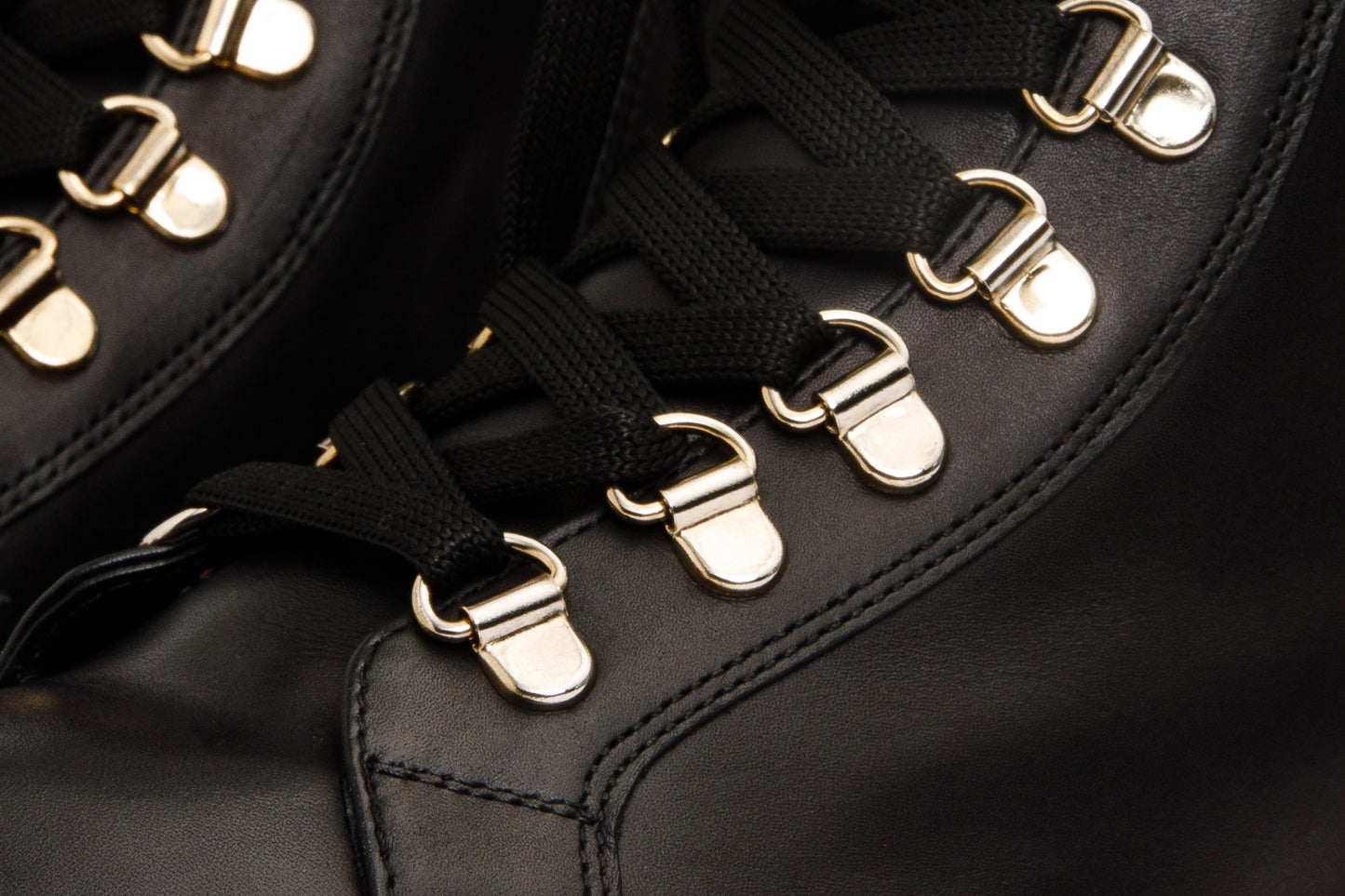 The Belgrano Black Leather Lace-Up Ankle Women Boot With a Side Zipper
