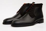 The Romto Black Leather Derby Lace-Up Boot With a Zipper