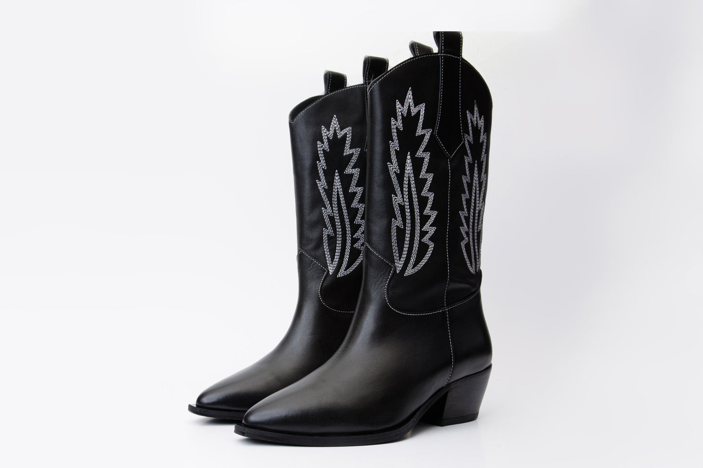 The Togg Black Leather Cowboy Women Boot