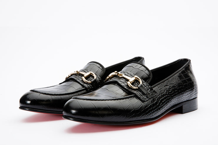 The Monaco Black Leather Shoe Bit Loafer