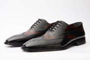 The Dicle Black/Burgundy Wingtip Semi Brogue Derby Shoe
