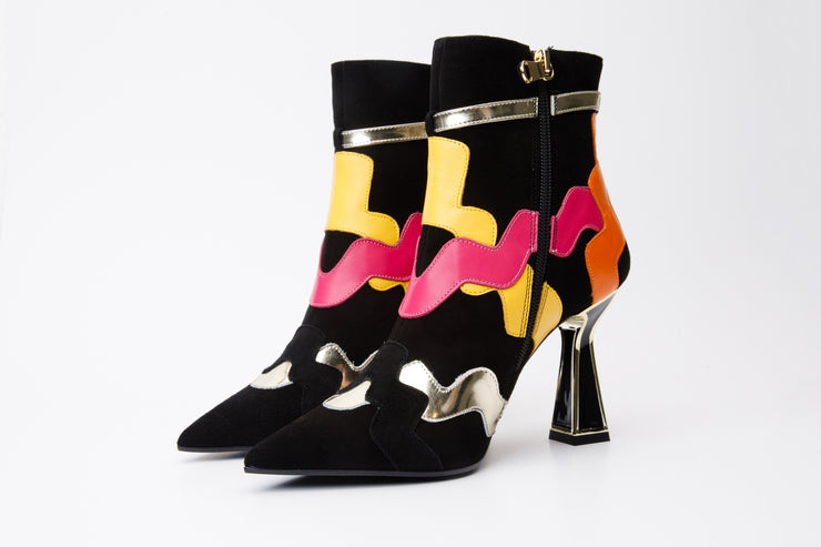 The Tario Black Suede Leather Ankle Boot