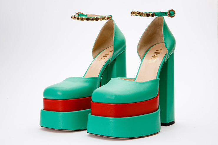 The Neptune Green Leather High Heel Pump Final Sale!