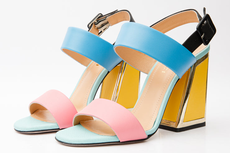The Niger Multicolor Block Heel Leather Sandal