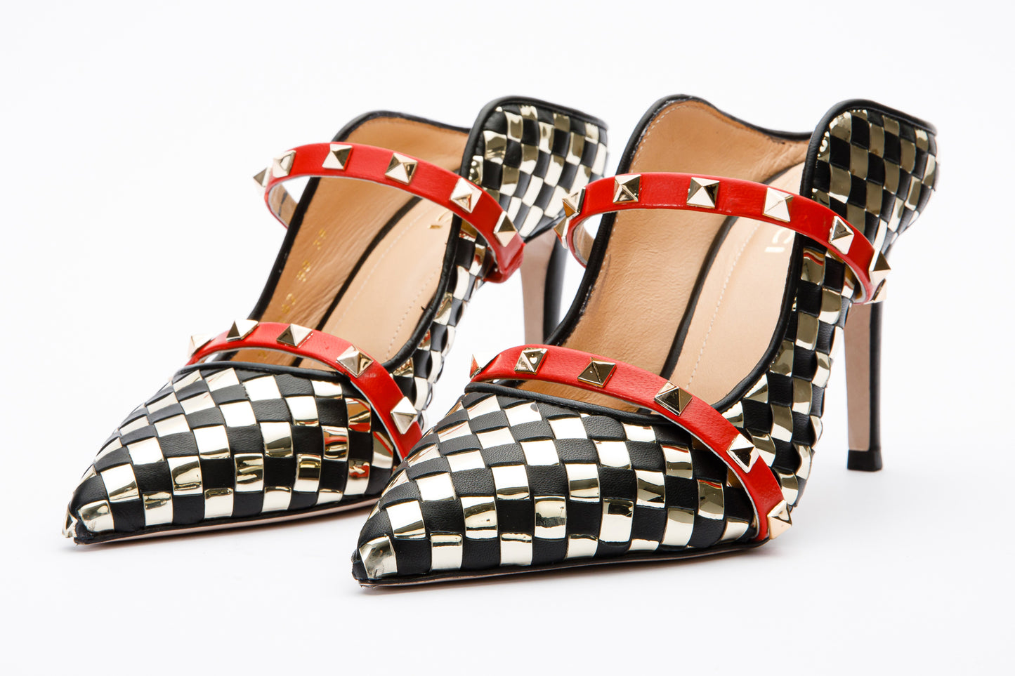 The Dosso Black Handwoven Leather Pointy Toe Women Sandal
