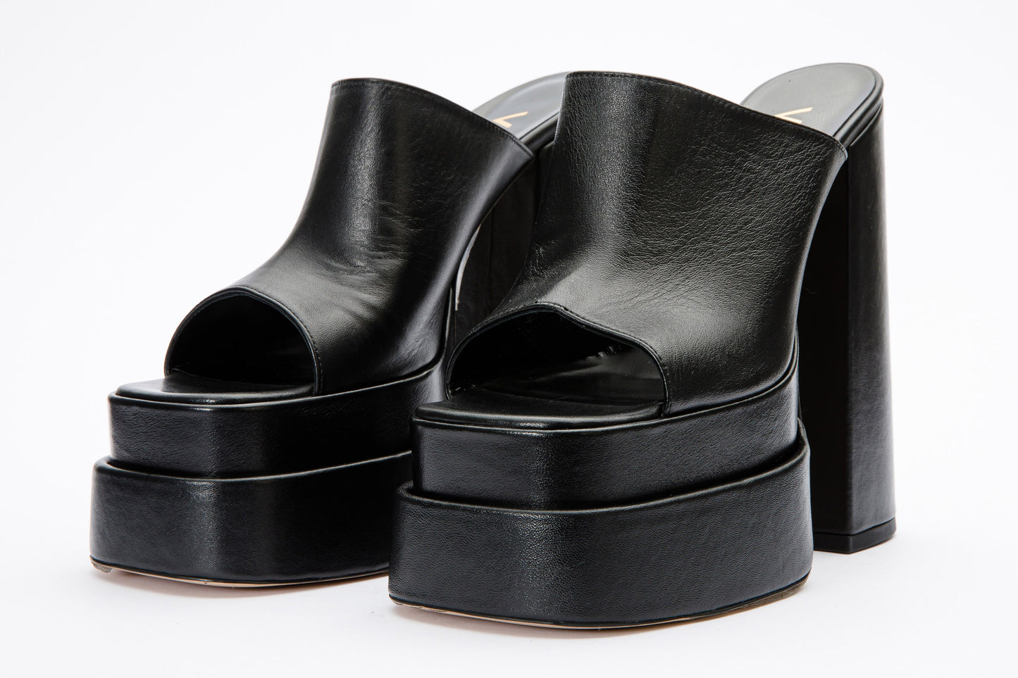 The Neptune Black Leather High Heel Sandal Final Sale!