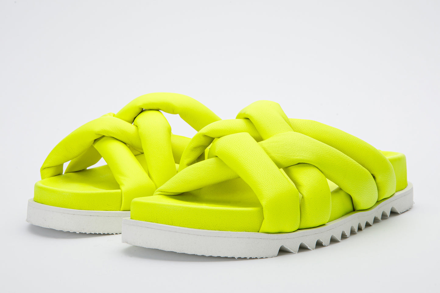 The Papatya Neon Yellow Puffer Leather Sandal Final Sale!