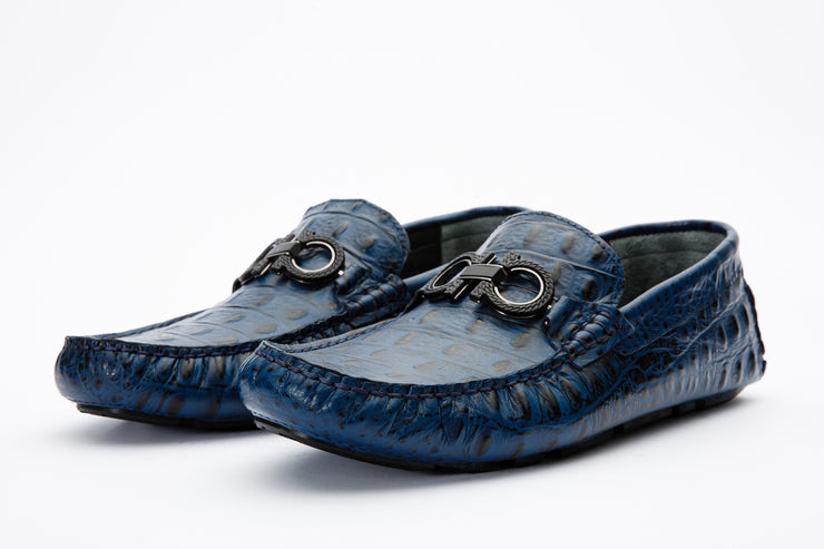 The Tanca Navy Blue Leather Bit Loafer