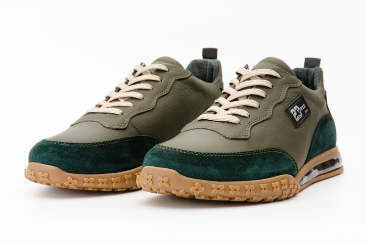 The Tiran Green Leather Sneaker