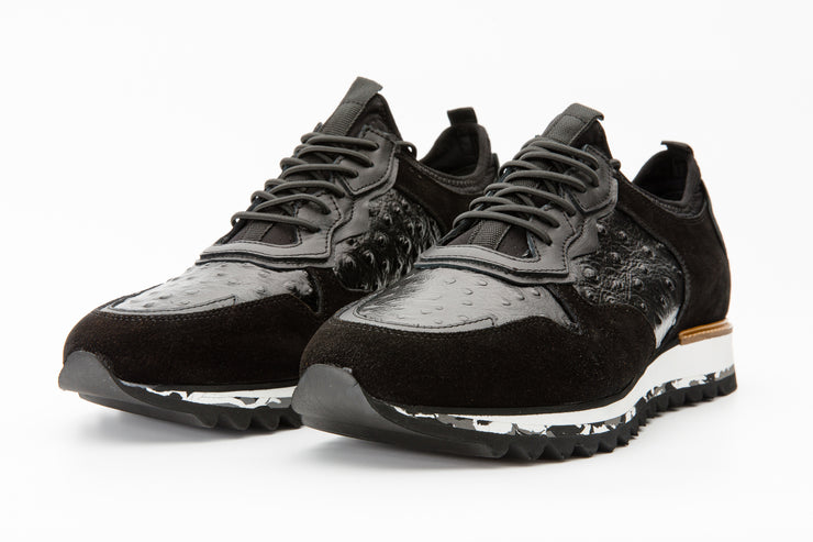 The Sopez Black Leather Sneaker