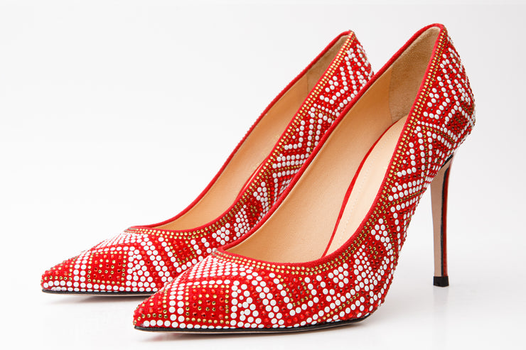 The Nampula Red Glitter Leather Pump