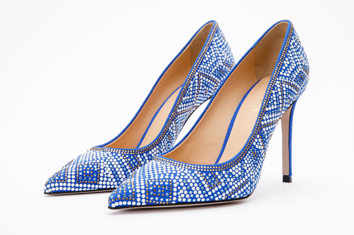 Zapatos de salón Nampula Sax de piel con purpurina azul para mujer 