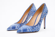 The Nampula Sax Blue Glitter Leather Pump