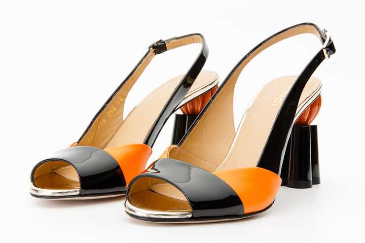 The Rize Pumpkin Heel Leather Multicolor Sandal