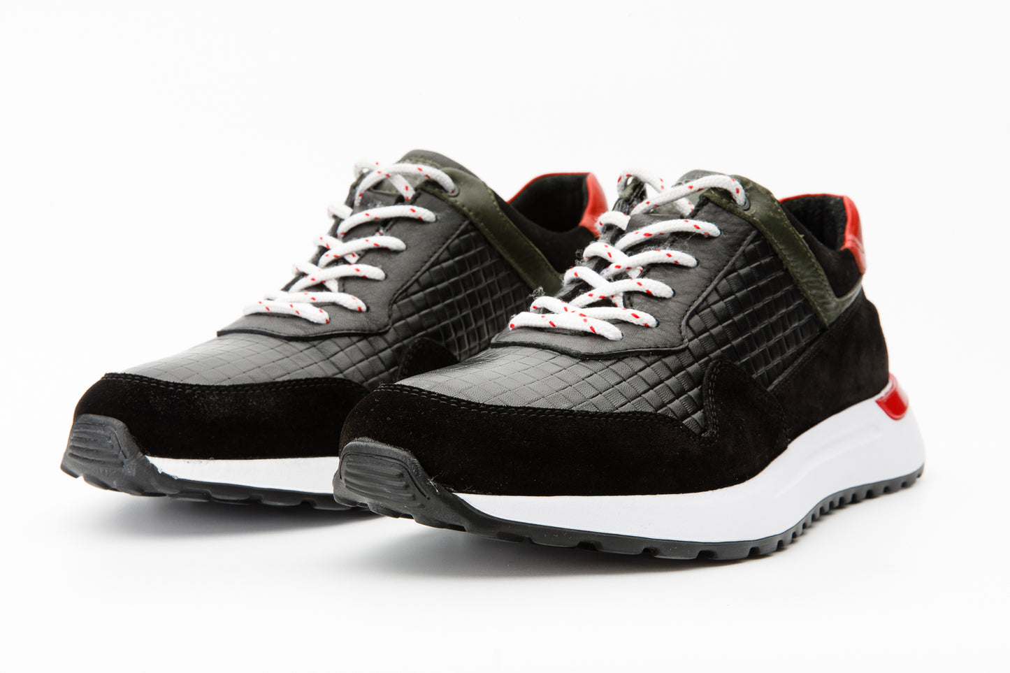 Zapatillas de cuero negras y rojas Rakka para hombre ¡Venta final!