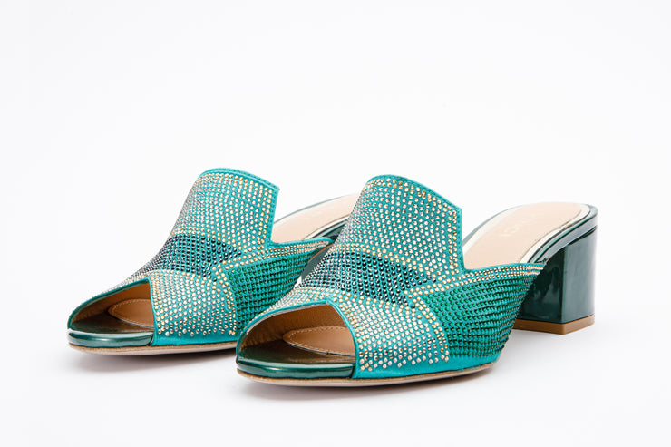 The Magnolia Green Glitter Leather Sandal