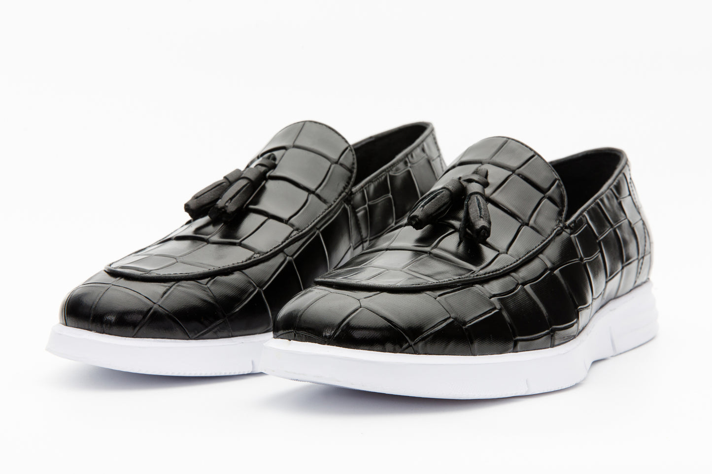 The Parga Black Leather Tassel Casual Loafer Men Shoe
