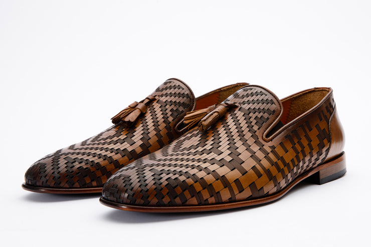 The Meram Brown Leather Tassel Slip-On Loafer Shoe