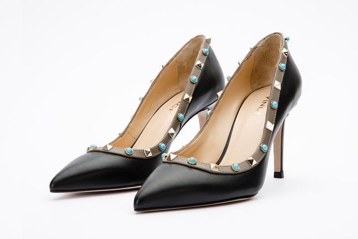 The Tikapur Black Leather Pump