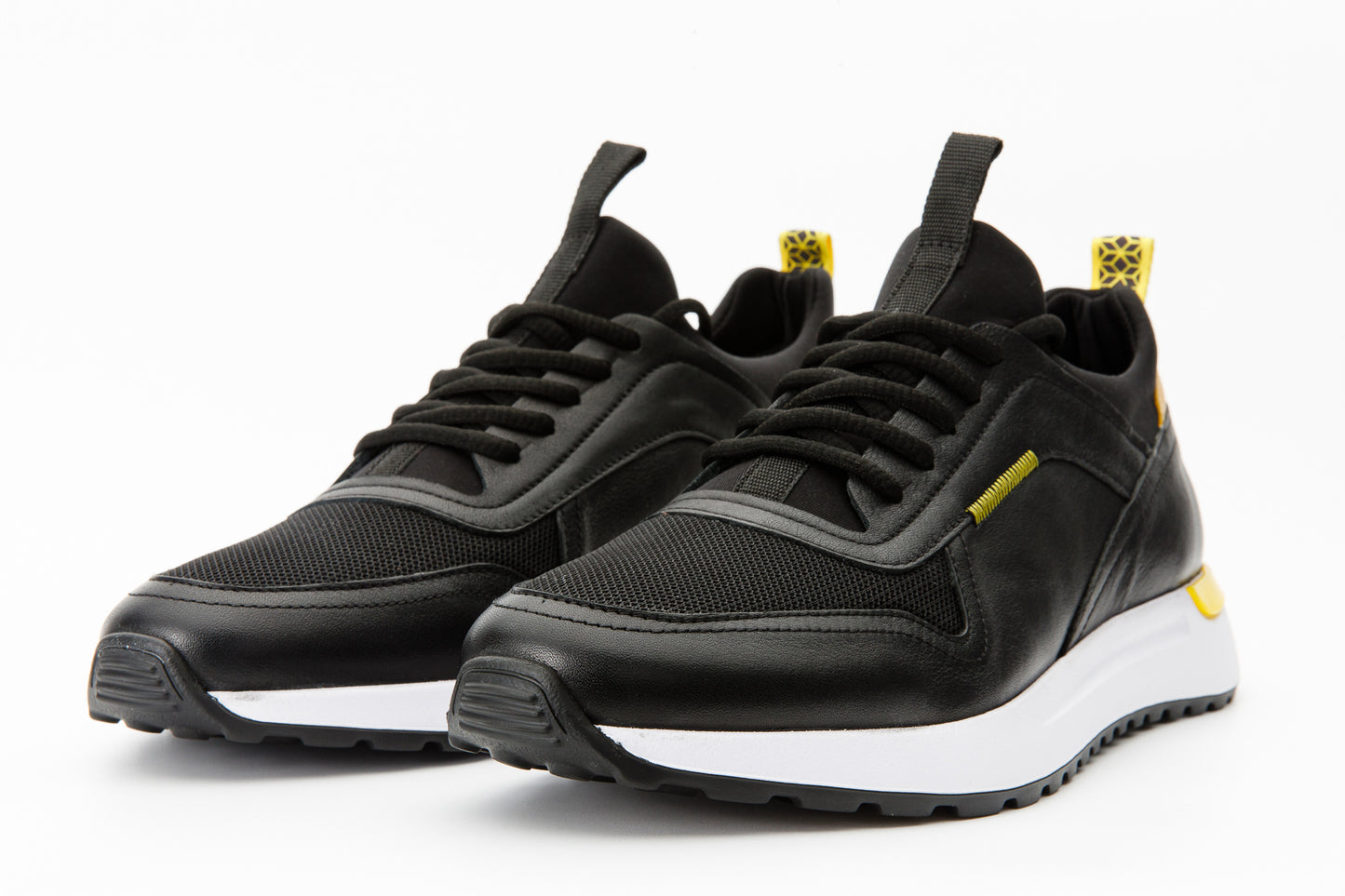 Zapatillas de cuero negras y amarillas Rakka para hombre ¡Venta final!