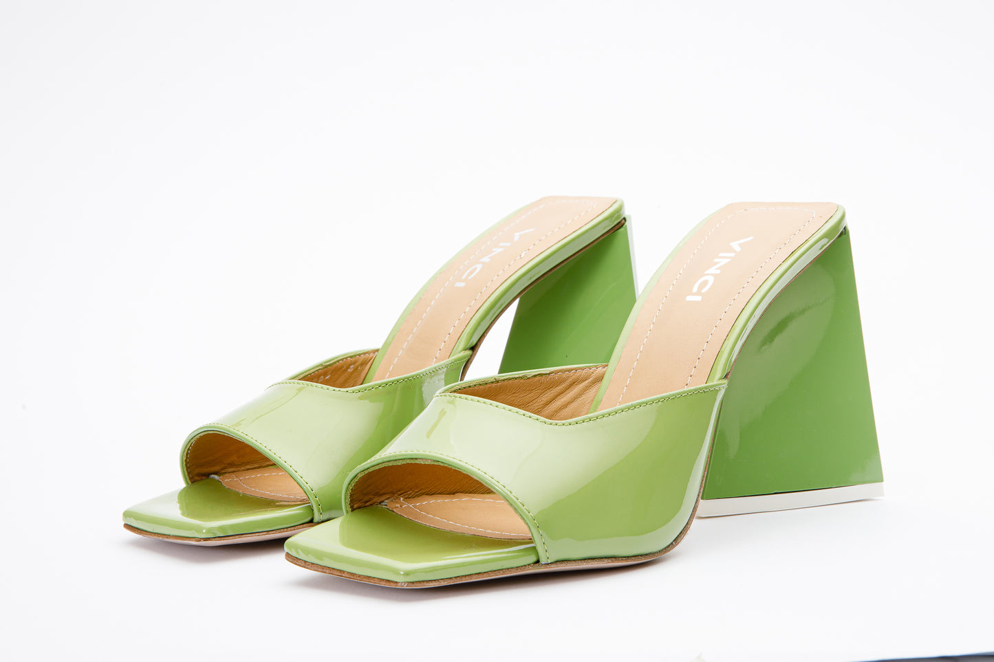 The Butterfly Block Heel Green Patent Leather Sandal