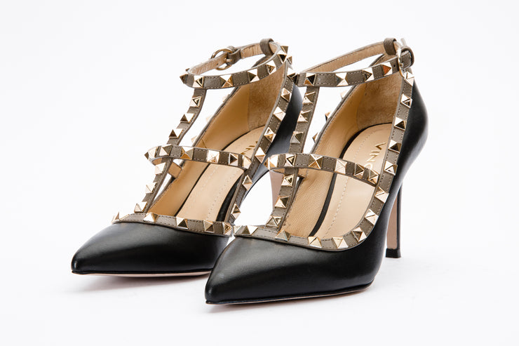 The Lulka Black Spike Leather Pump