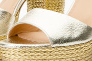 The Tampico Platform Heel Gold Leather Sandal