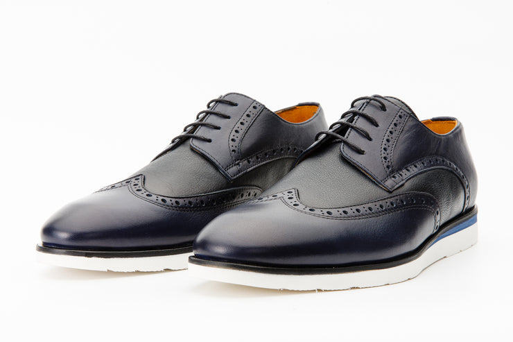 The Molise Navy Blue Wingtip Semi Brogue Derby Shoe