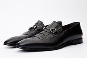 The Pusan Black Leather Bit Loafer Shoe