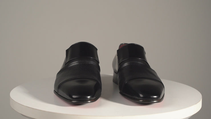 The Everest Black Leather Cap Toe Dress Loafer Shoe