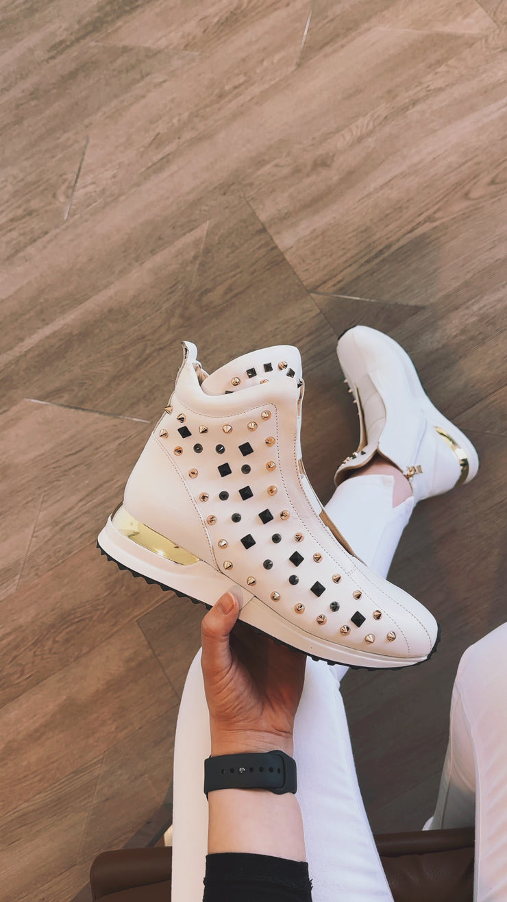The Infanta High-Top White Spike Leather Sneaker Limited Edition For Women