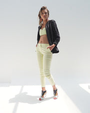 The Santa Amaro White Glitter Leather T-Strap Lace -Up Sandal