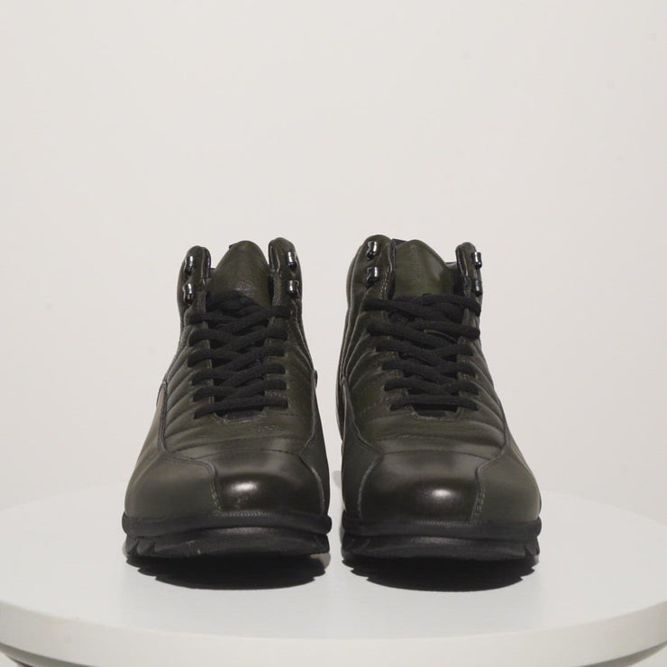 The Merter Green Leather Casual Lace-Up Boot