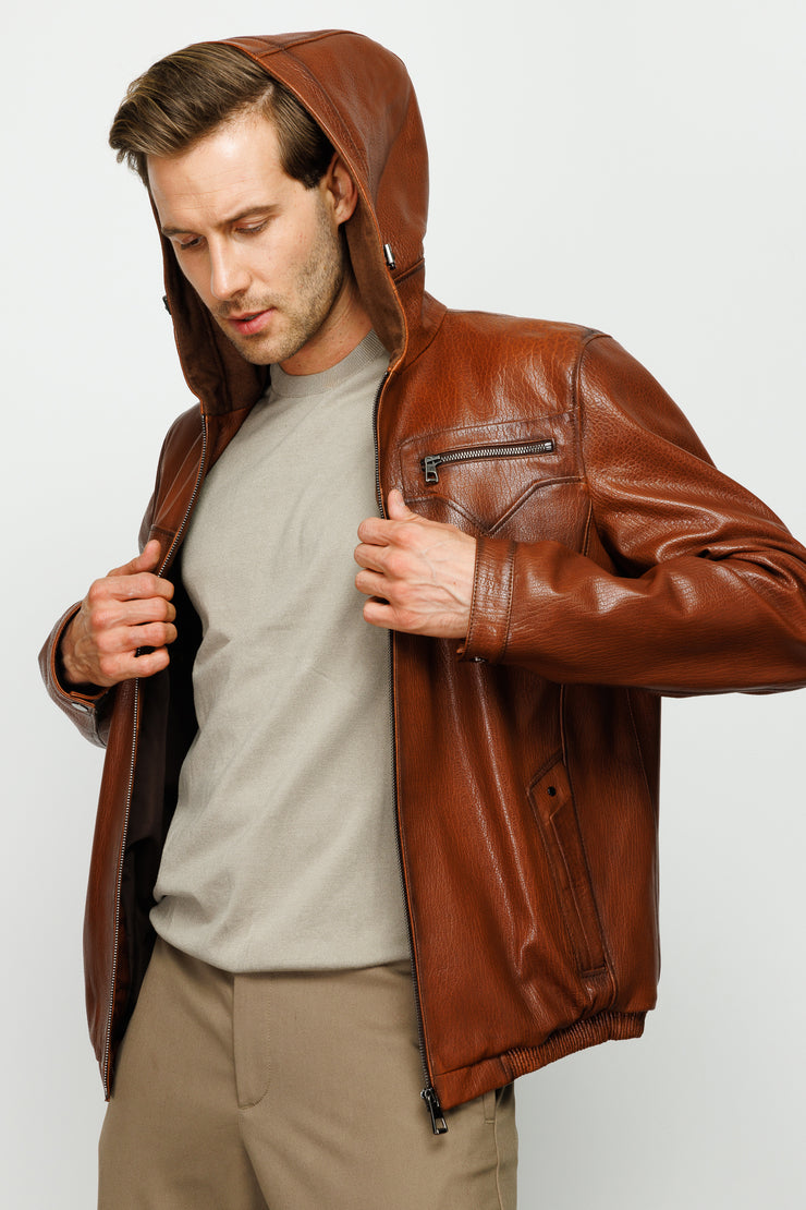 Byron Ribi Brown Leather Jacket