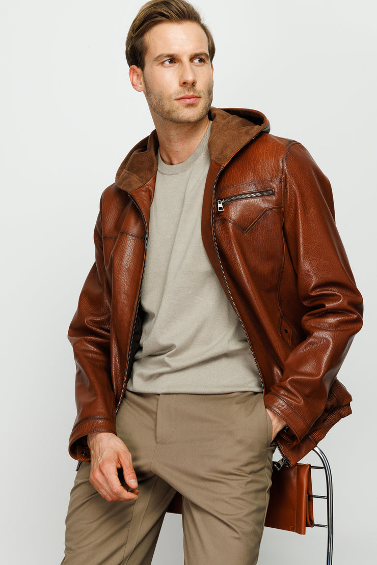 Byron Ribi Brown Leather Jacket