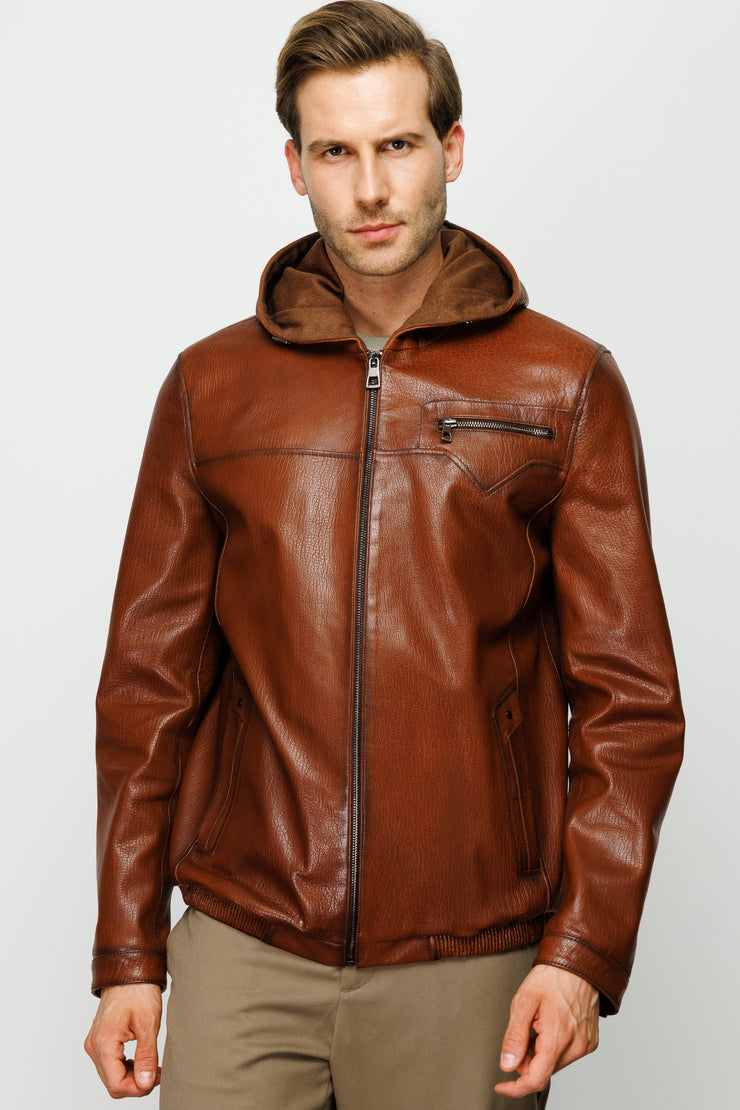 Byron Ribi Brown Leather Jacket