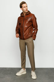 Byron Ribi Brown Leather Jacket