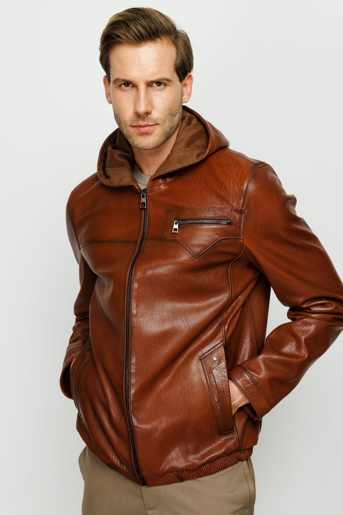 The Byron Ribi Brown Leather Men Jacket