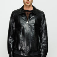 Chaqueta de piel de pitón negra Claribel para hombre 