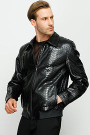 Claribel Pythn Black Skin Leather Jacket