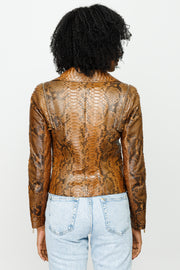 QUEEN PYTHN SKIN LEATHER WOMEN JACKET TAN (15808-P)