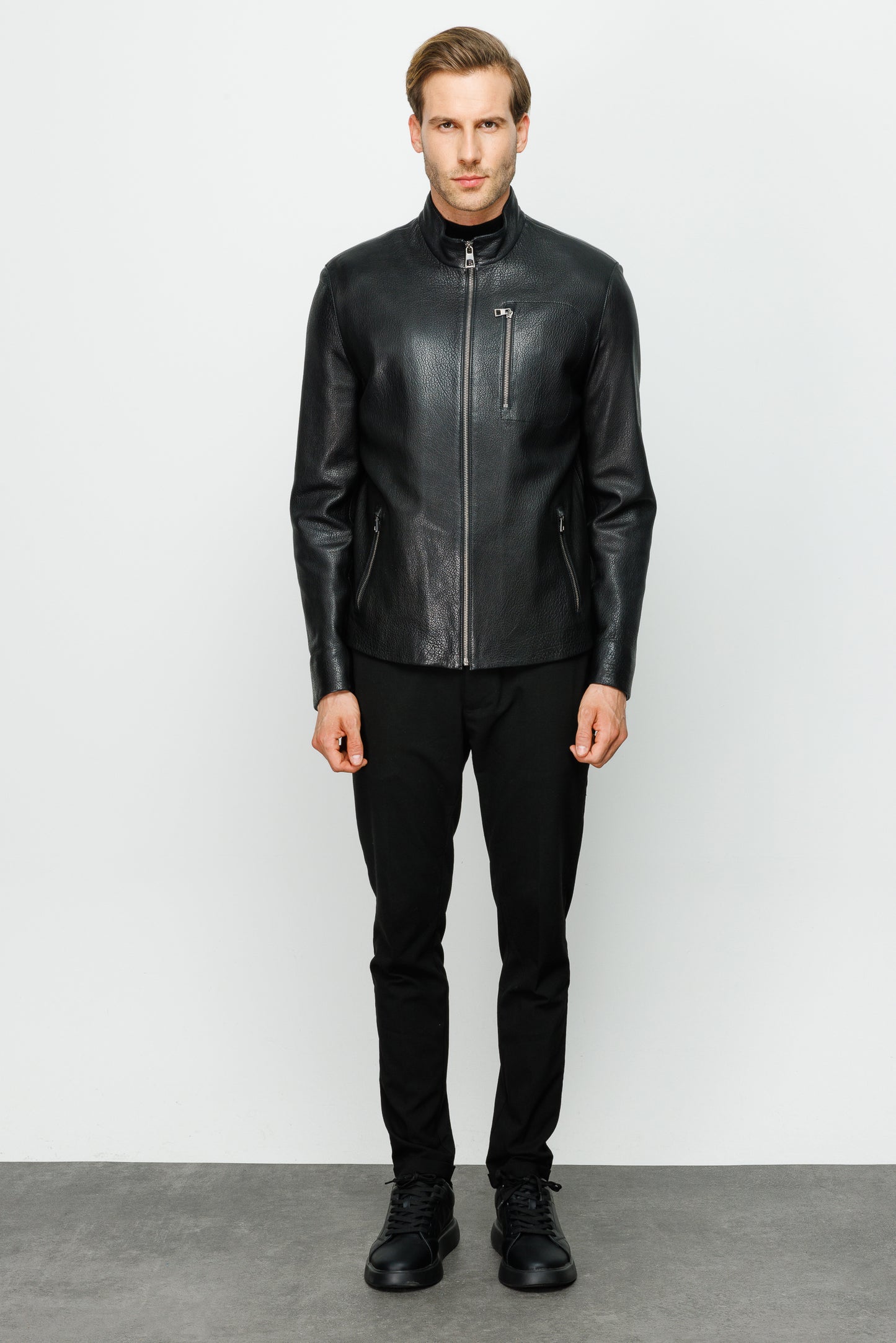 The Blanchard Black Leather Men  Jacket