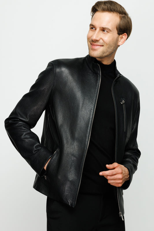 The Blanchard Black Leather Men  Jacket