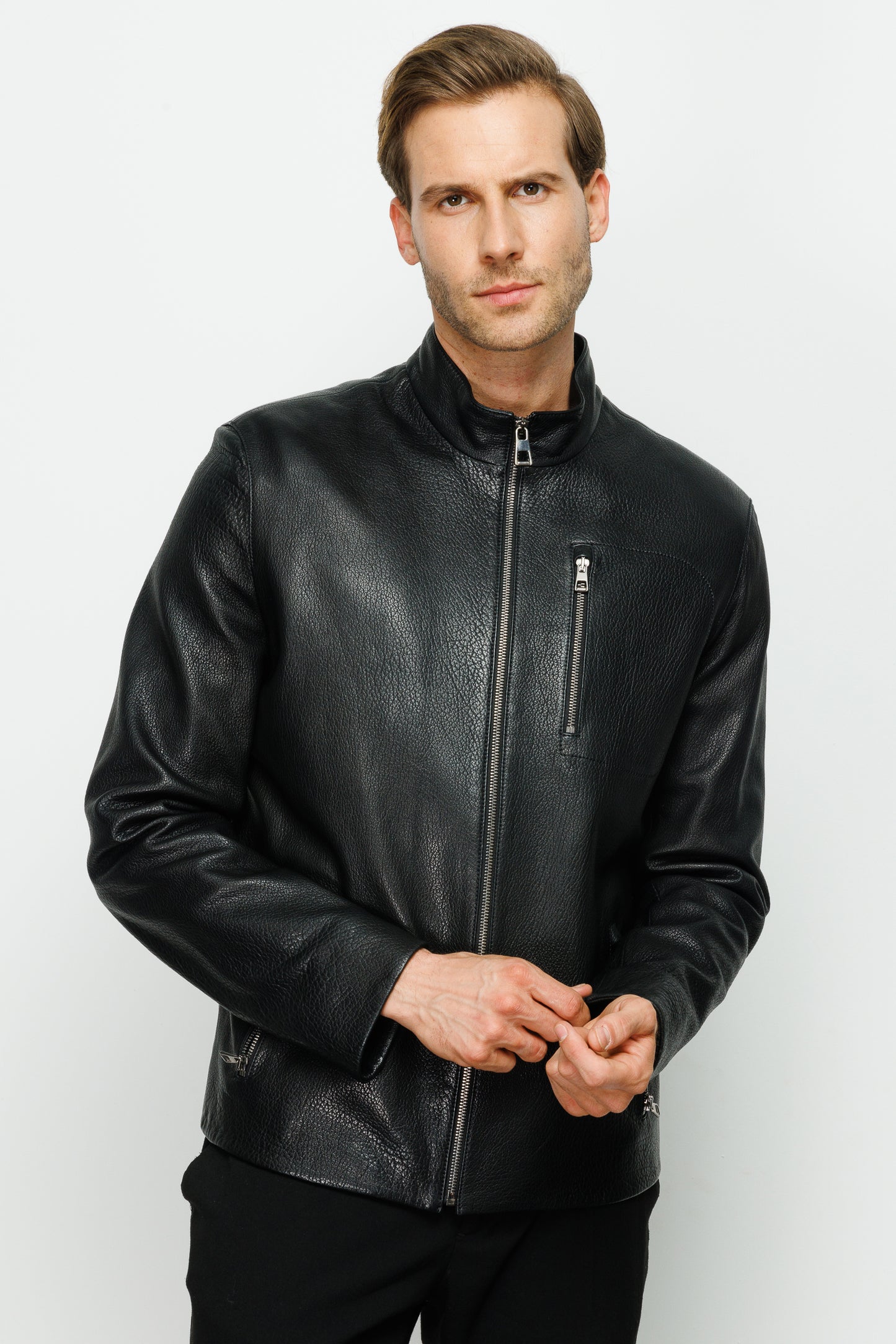 The Blanchard Black Leather Men  Jacket