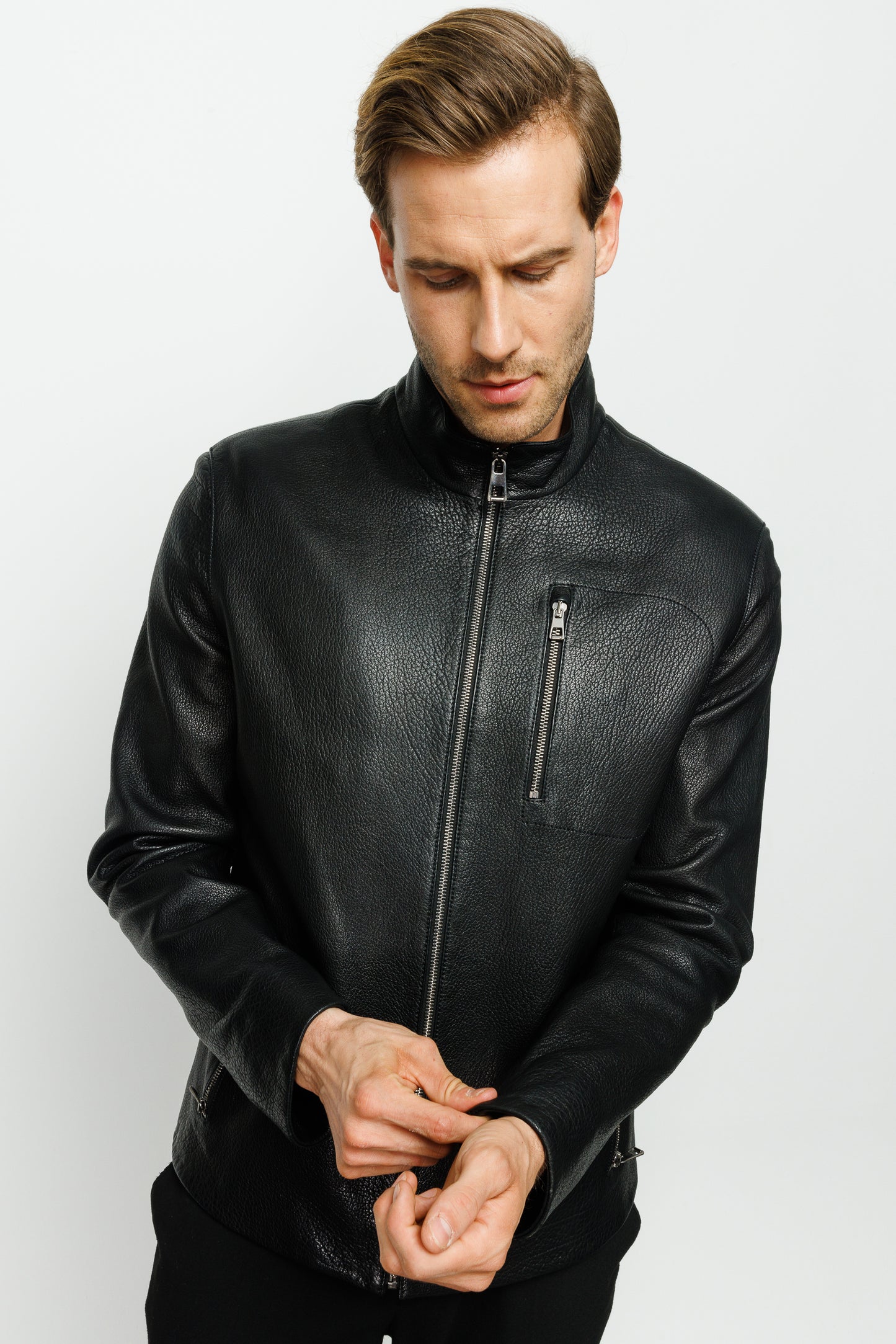 The Blanchard Black Leather Men  Jacket